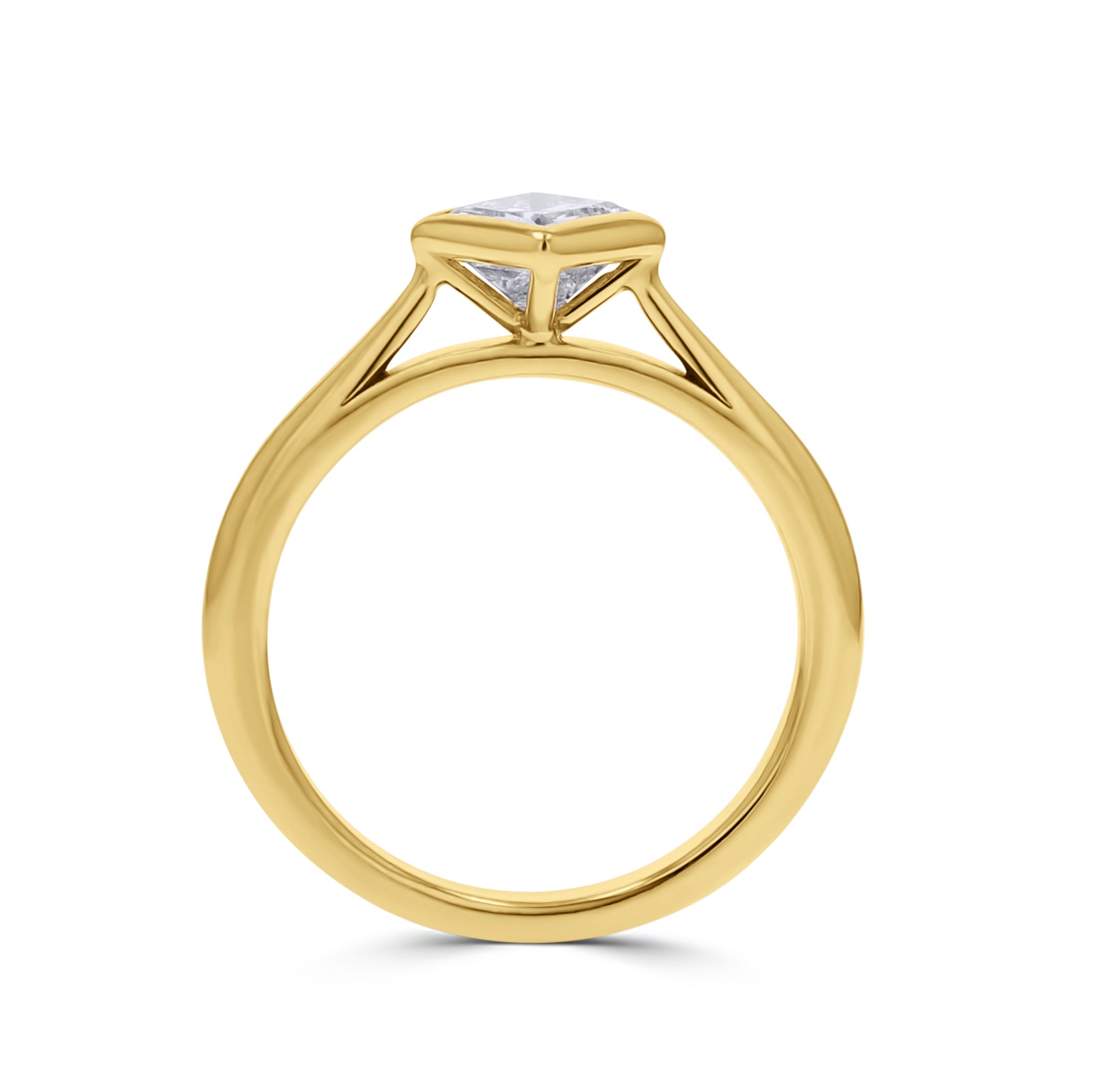 Princess Cut Diagonally-Set Bezel Engagement Ring - Skeie's Jewelers
