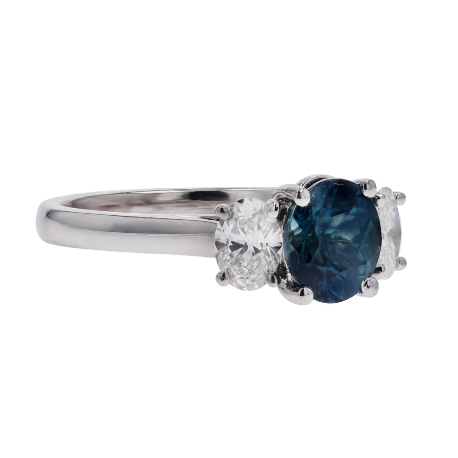 Montana Sapphire and Diamond Three Stone Engagement Ring - Skeie's Jewelers