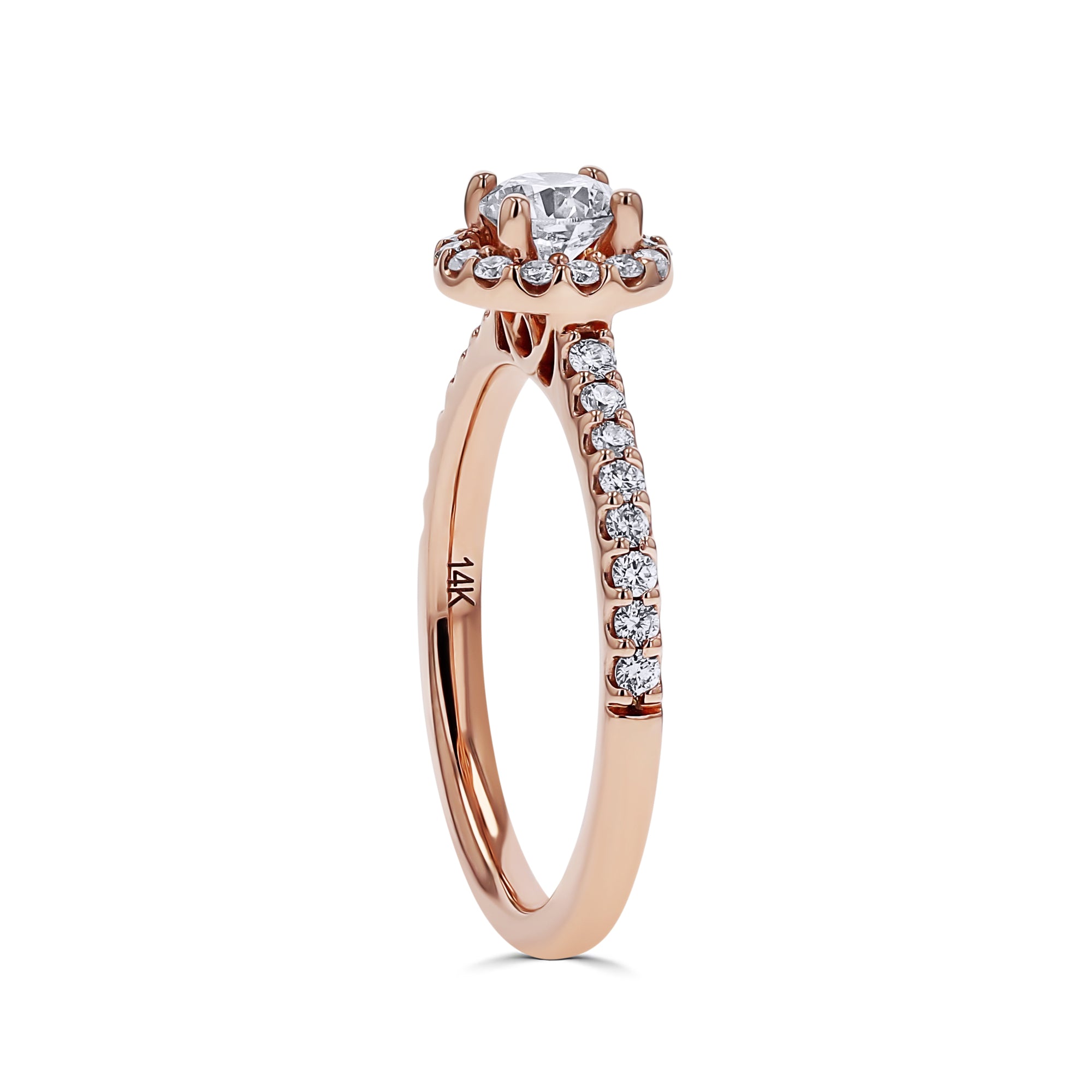 Rose Gold Round Halo Engagement Ring - Skeie's Jewelers