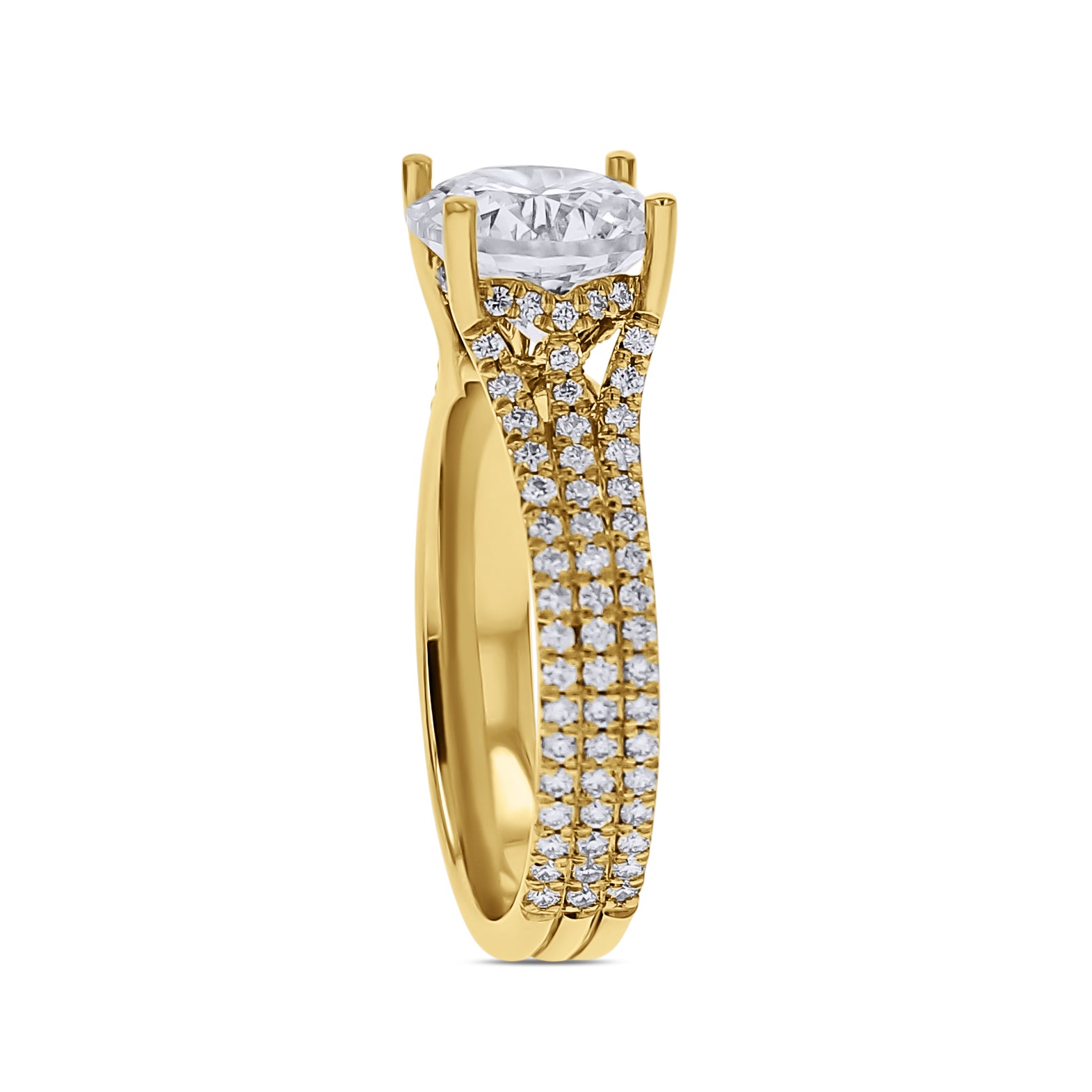 3-Row Pave Diamond Gallery Engagement Ring - Skeie's Jewelers