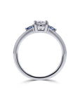 Three-Stone Oval and Sapphire Engagement Ring - Skeie's Jewelers