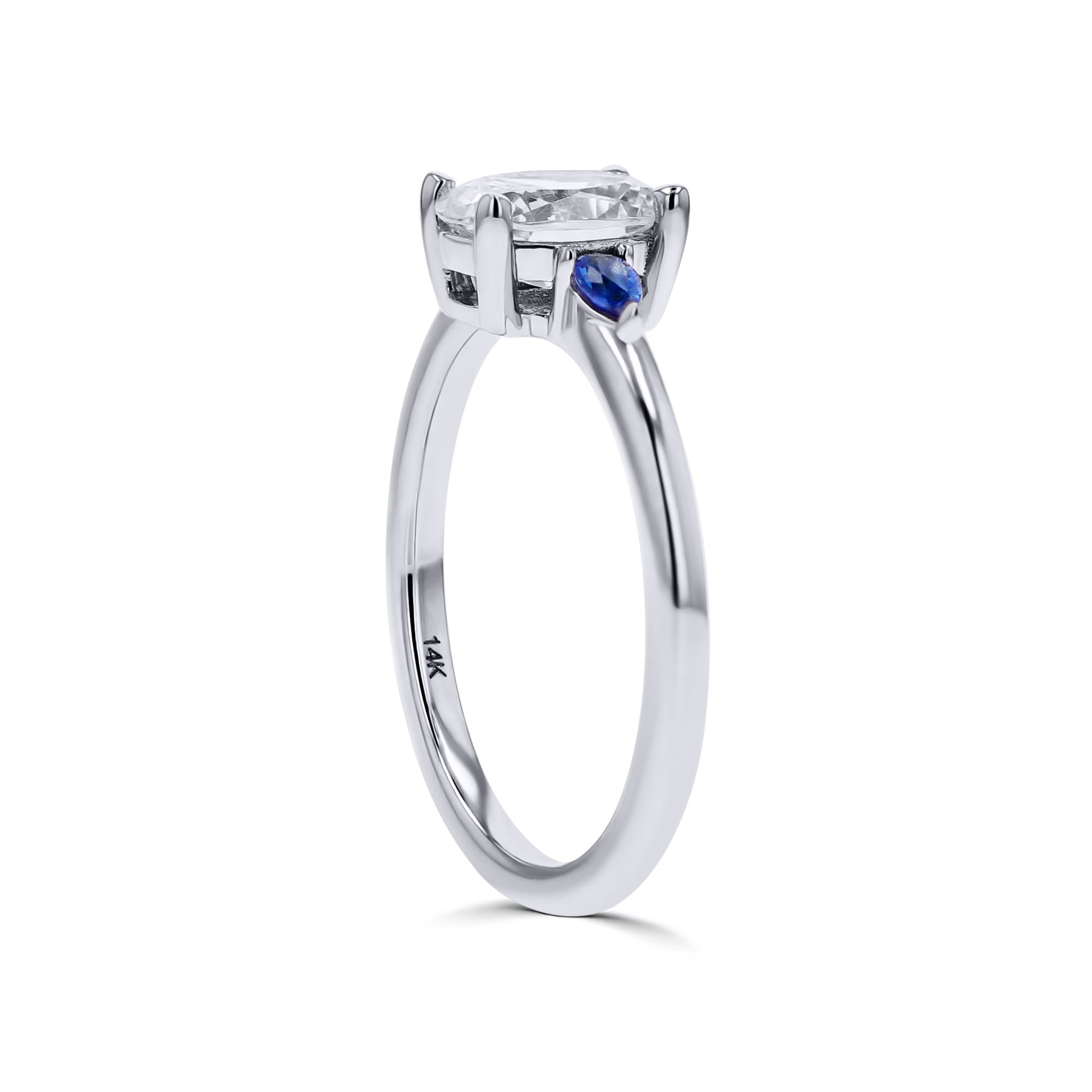 Three-Stone Oval and Sapphire Engagement Ring - Skeie's Jewelers