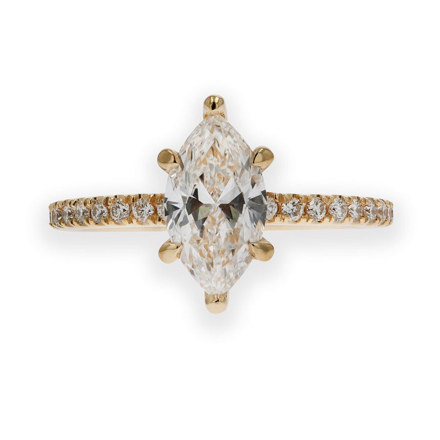 Marquise Lab Grown Diamond Engagement Ring with Side Stones in 14k Gold - Skeie's Jewelers