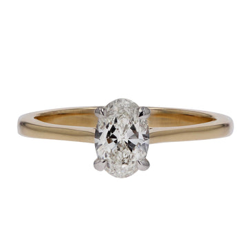 Two-Tone Oval Solitaire Diamond Engagement Ring - Skeie's Jewelers