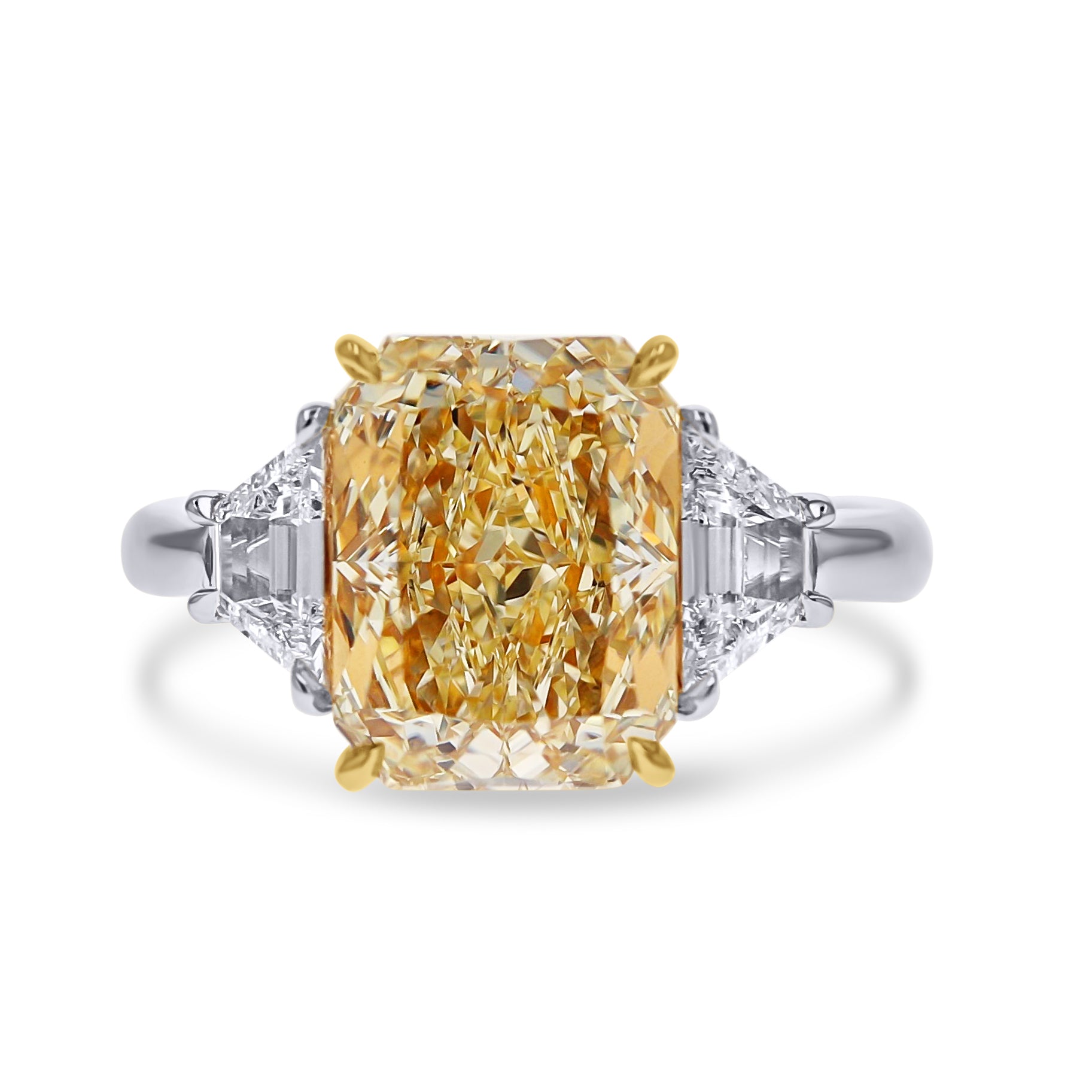 Radiant Fancy Yellow Three Stone Engagement Ring - Skeie's Jewelers
