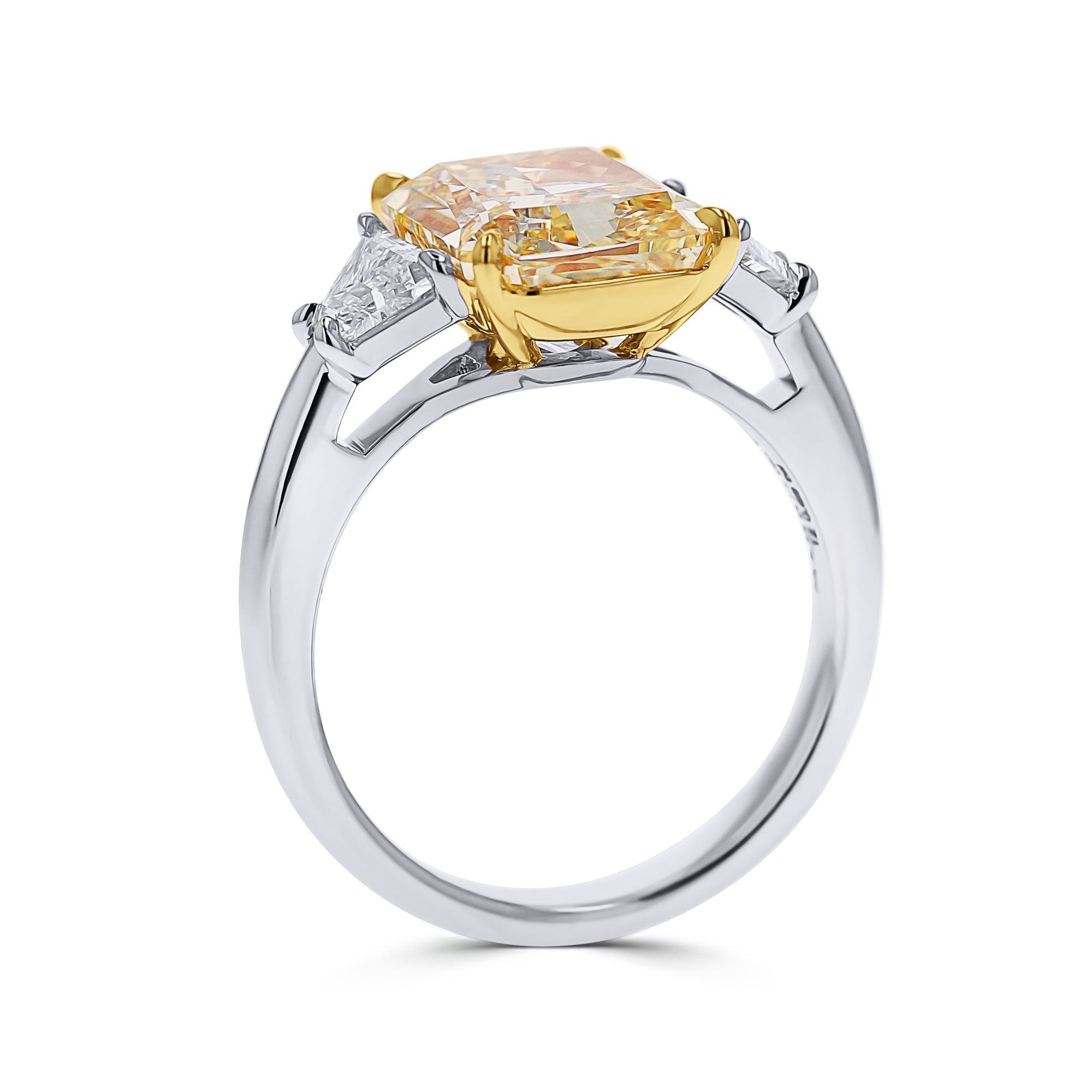Radiant Fancy Yellow Three Stone Engagement Ring - Skeie's Jewelers