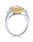 Radiant Fancy Yellow Three Stone Engagement Ring - Skeie's Jewelers