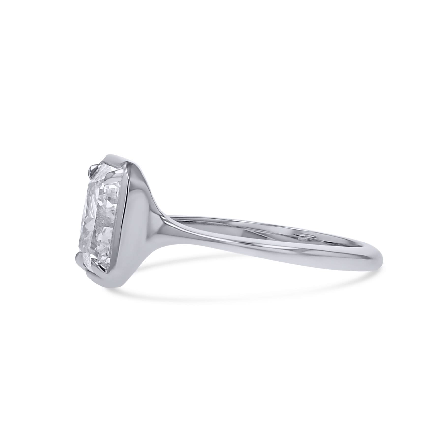 White Gold Bezel-Set Radiant Diamond Engagement Ring - Skeie's Jewelers