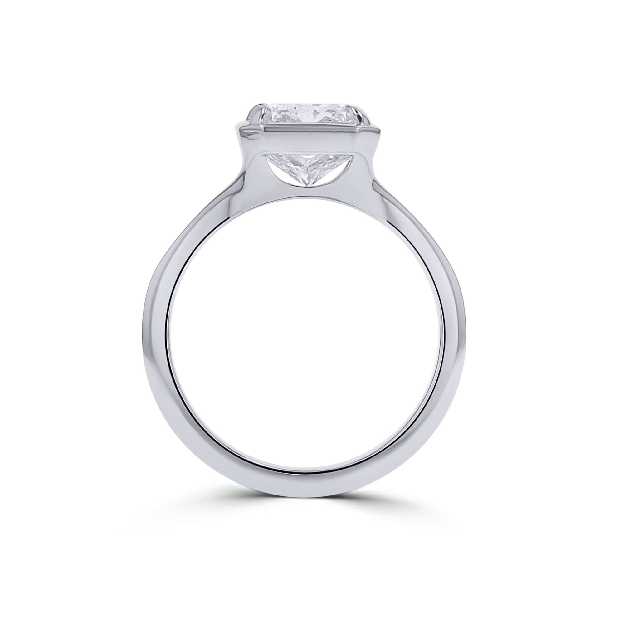White Gold Bezel-Set Radiant Diamond Engagement Ring - Skeie's Jewelers