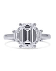 Platinum Emerald-Cut Three-Stone Diamond Engagement Ring - Skeie's Jewelers