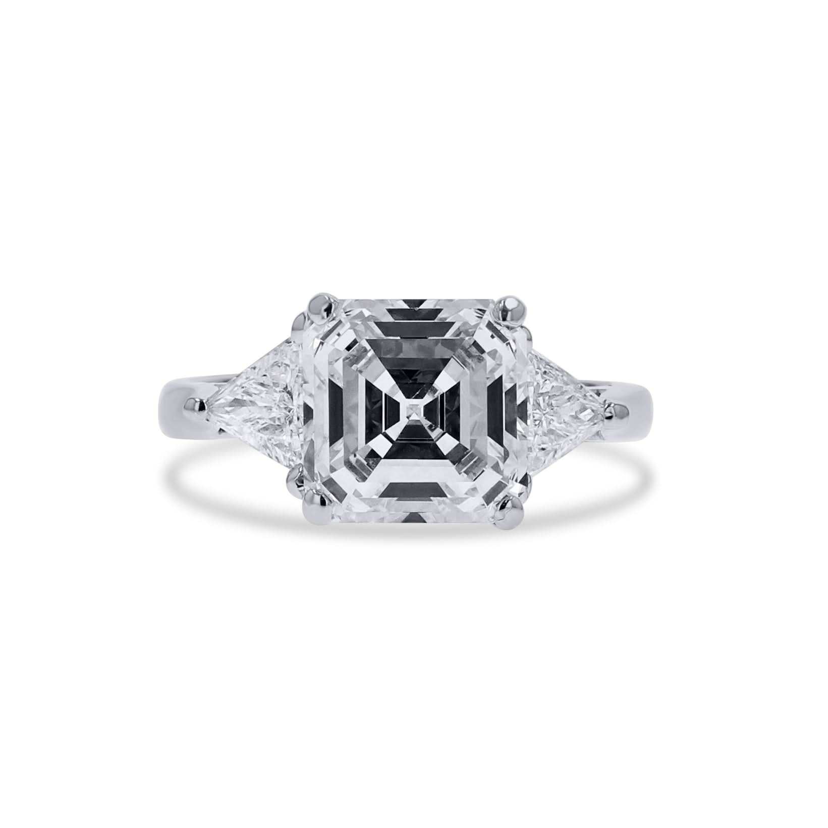 Platinum Square-Emerald Cut Three-Stone Diamond Engagement Ring - Skeie's Jewelers