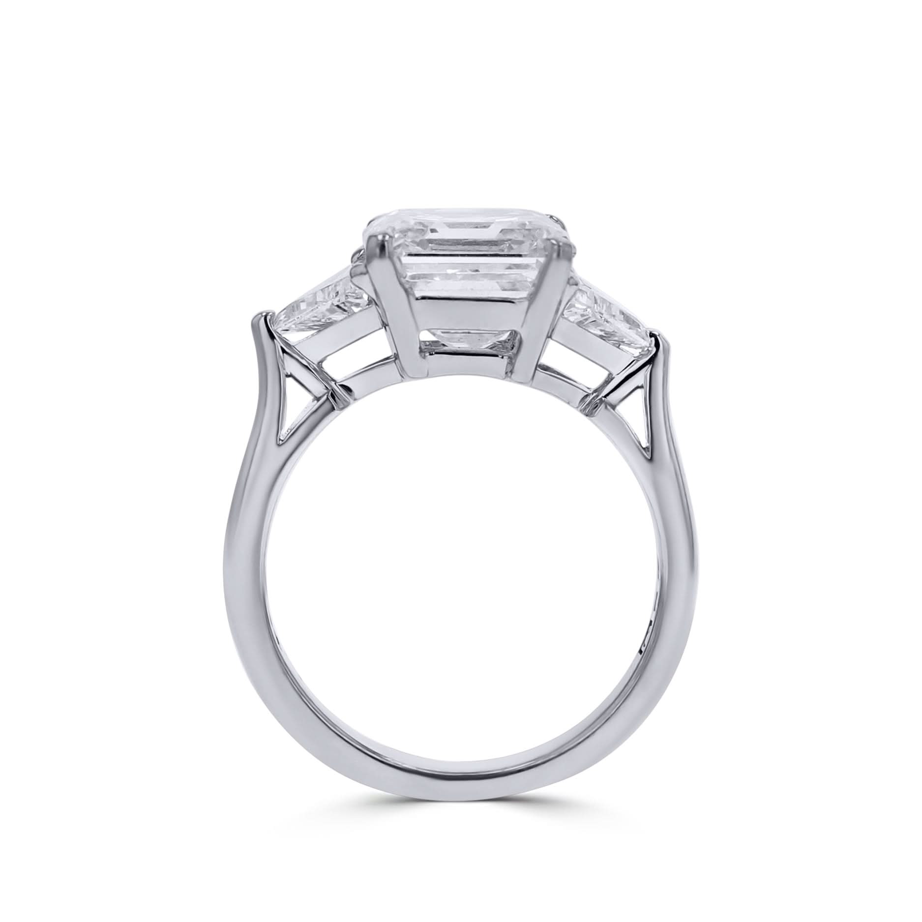 Platinum Square-Emerald Cut Three-Stone Diamond Engagement Ring - Skeie's Jewelers