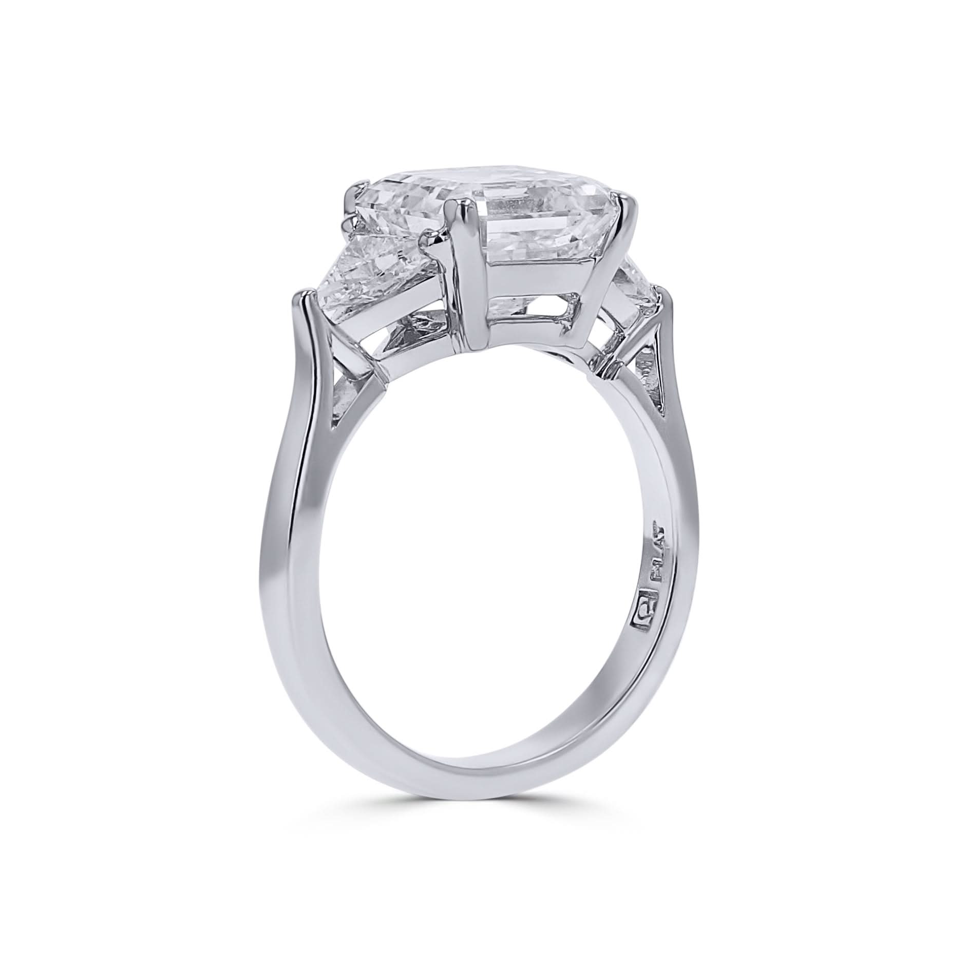 Platinum Square-Emerald Cut Three-Stone Diamond Engagement Ring - Skeie's Jewelers