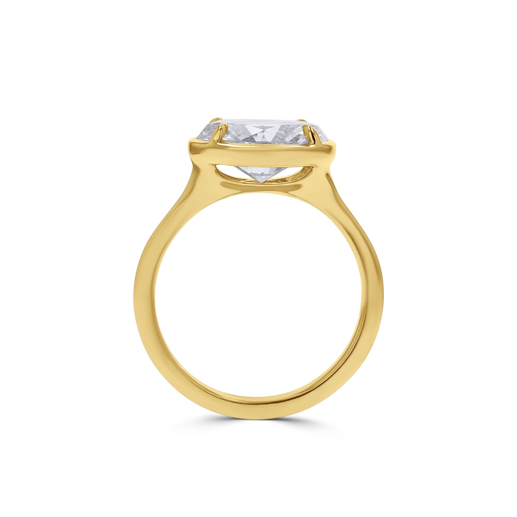 East-West Oval-Cut Diamond Bezel-Set Engagement Ring - Skeie's Jewelers