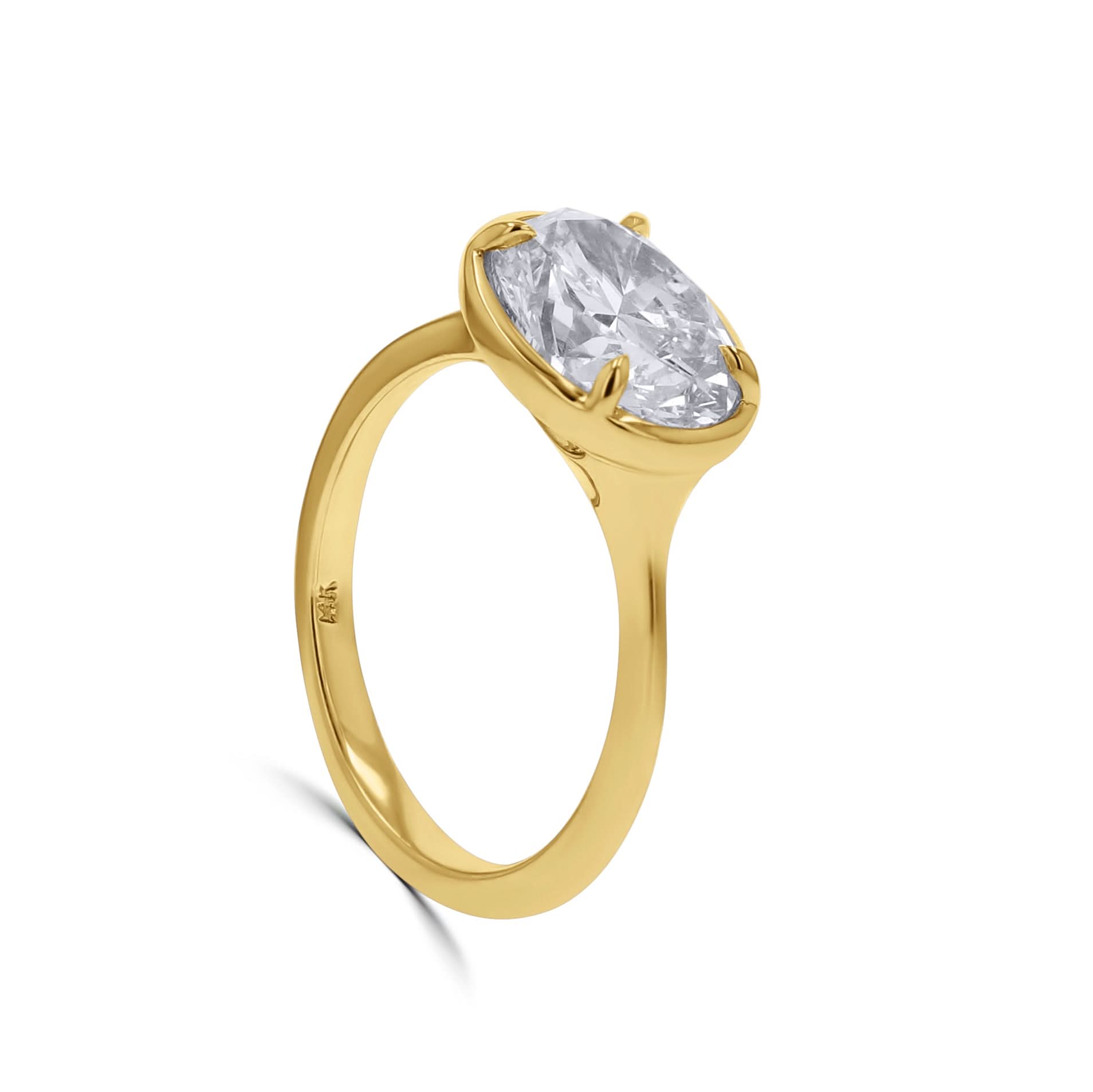 East-West Oval-Cut Diamond Bezel-Set Engagement Ring - Skeie's Jewelers