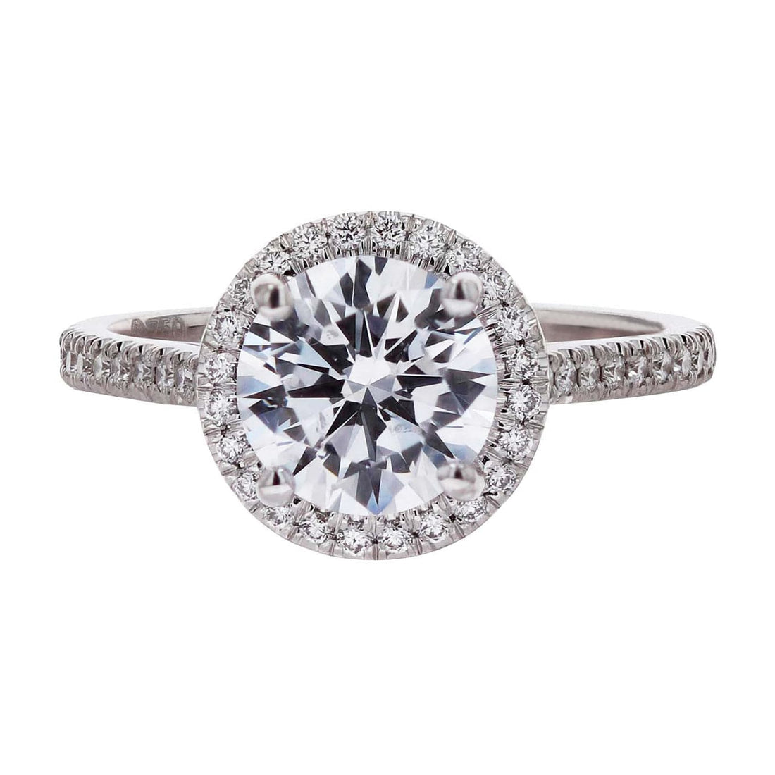 Precision Set Round Halo Diamond Sidestone Engagement Ring - Skeie's Jewelers