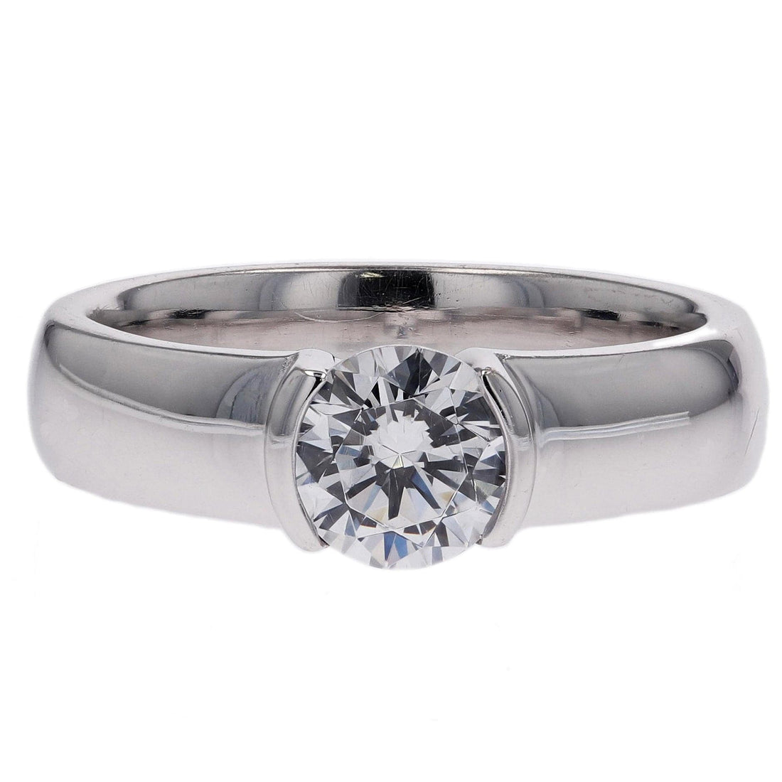 18K White Gold Semi Bezel Solitaire Engagement Rinf - Skeie's Jewelers