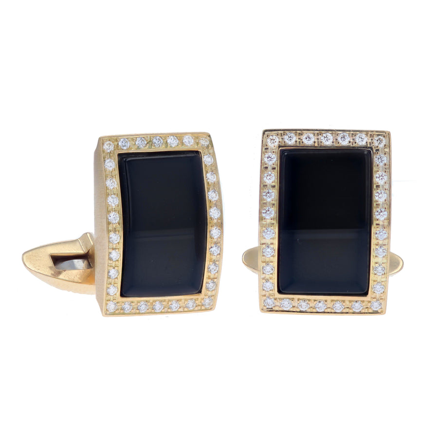 Yellow Gold Diamond & Onyx Cufflinks - Skeie's Jewelers