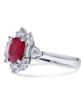 Vintage-Inspired Ruby Ring with Diamond Halo - Skeie's Jewelers