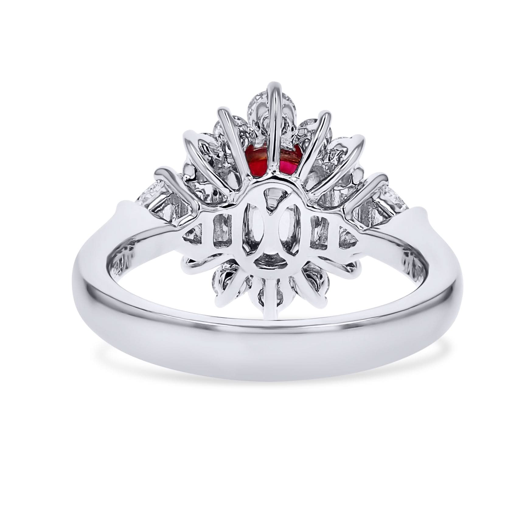 Vintage-Inspired Ruby Ring with Diamond Halo - Skeie's Jewelers