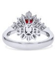 Vintage-Inspired Ruby Ring with Diamond Halo - Skeie's Jewelers