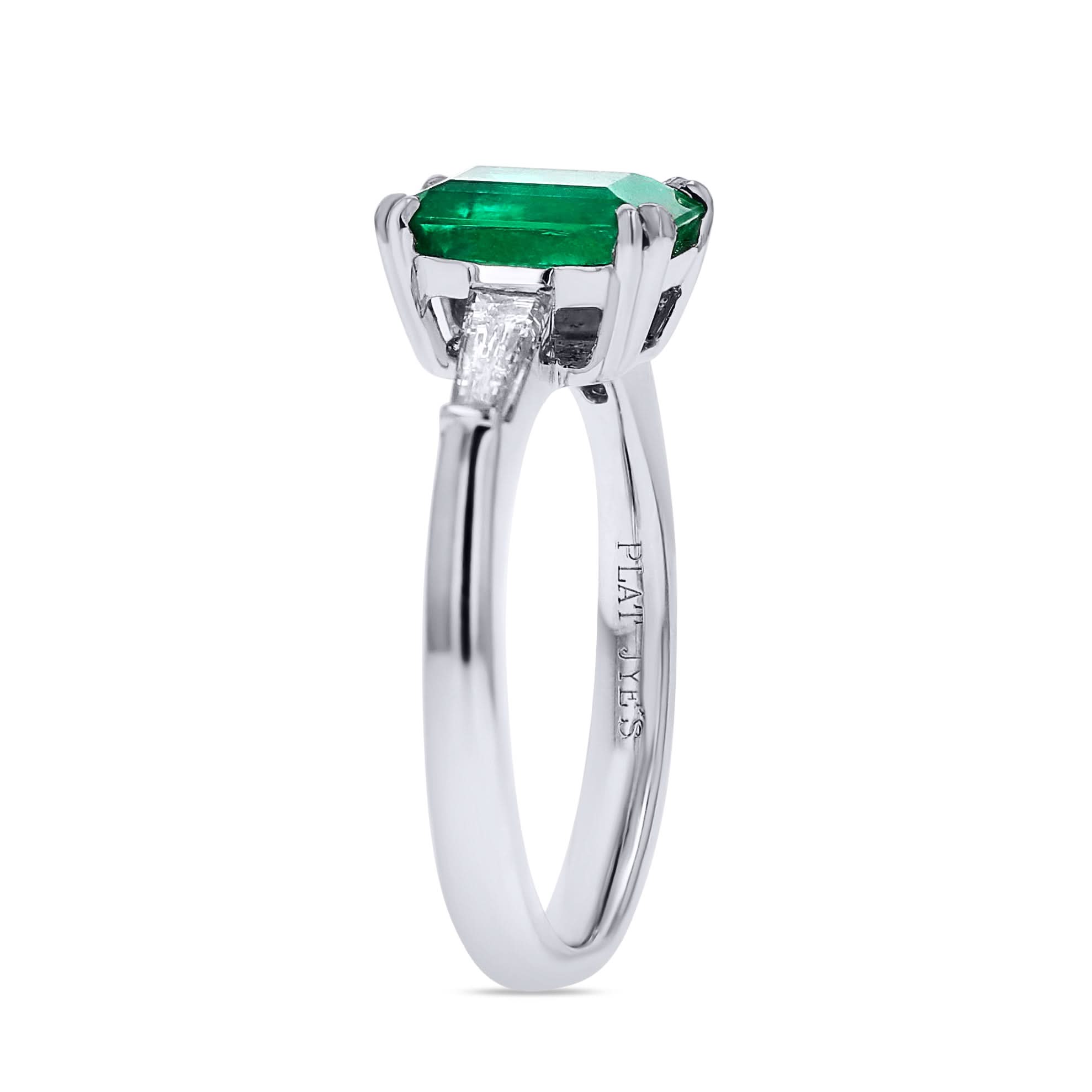 Three Stone Emerald Engagement Ring - Skeie's Jewelers