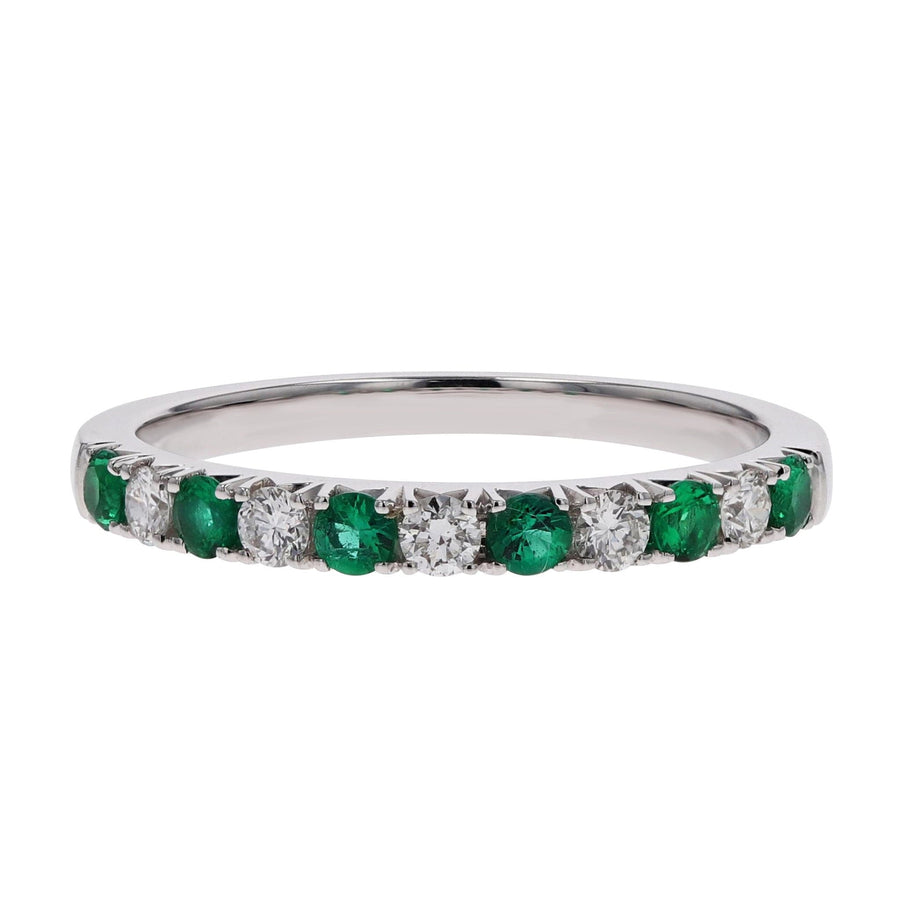 Spark White Gold Diamond & Emerald Gemstone Band - Skeie's Jewelers