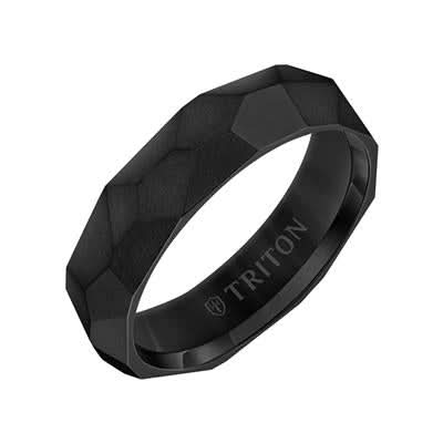 Faceted Finish Black Titanium Men's Band - Skeie's Jewelers