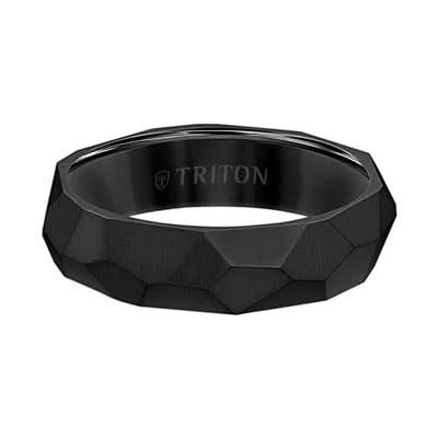 Faceted Finish Black Titanium Men's Band - Skeie's Jewelers