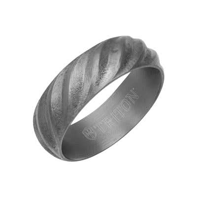 Gray Tantalum Rope Inlay Flat Edge Men's Band - Skeie's Jewelers