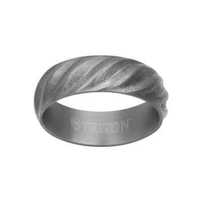 Gray Tantalum Rope Inlay Flat Edge Men's Band - Skeie's Jewelers