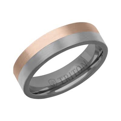 Dark Gray Tantalum and Rose Gold Square Edge Men's Band - Skeie's Jewelers