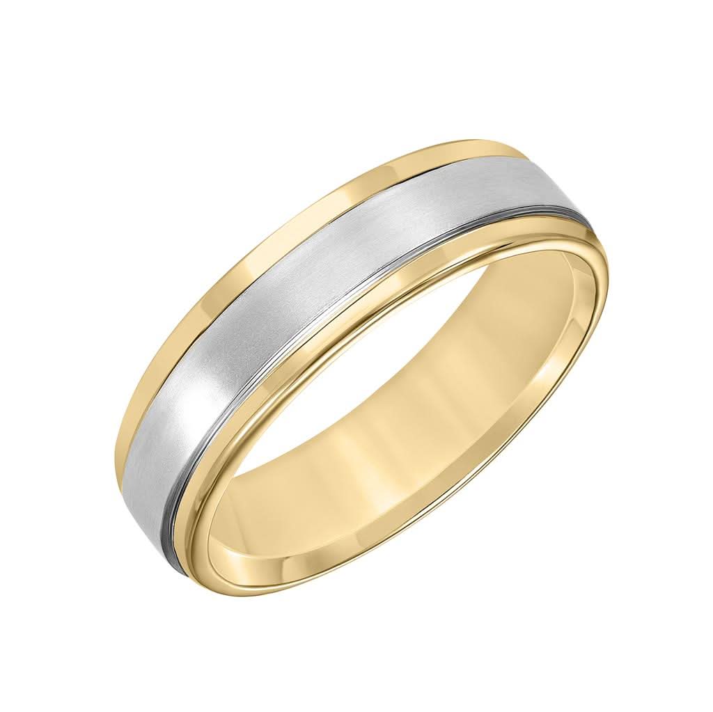 Two-Tone 14k Yellow & Brushed White Gold Wedding Band - Skeie's Jewelers