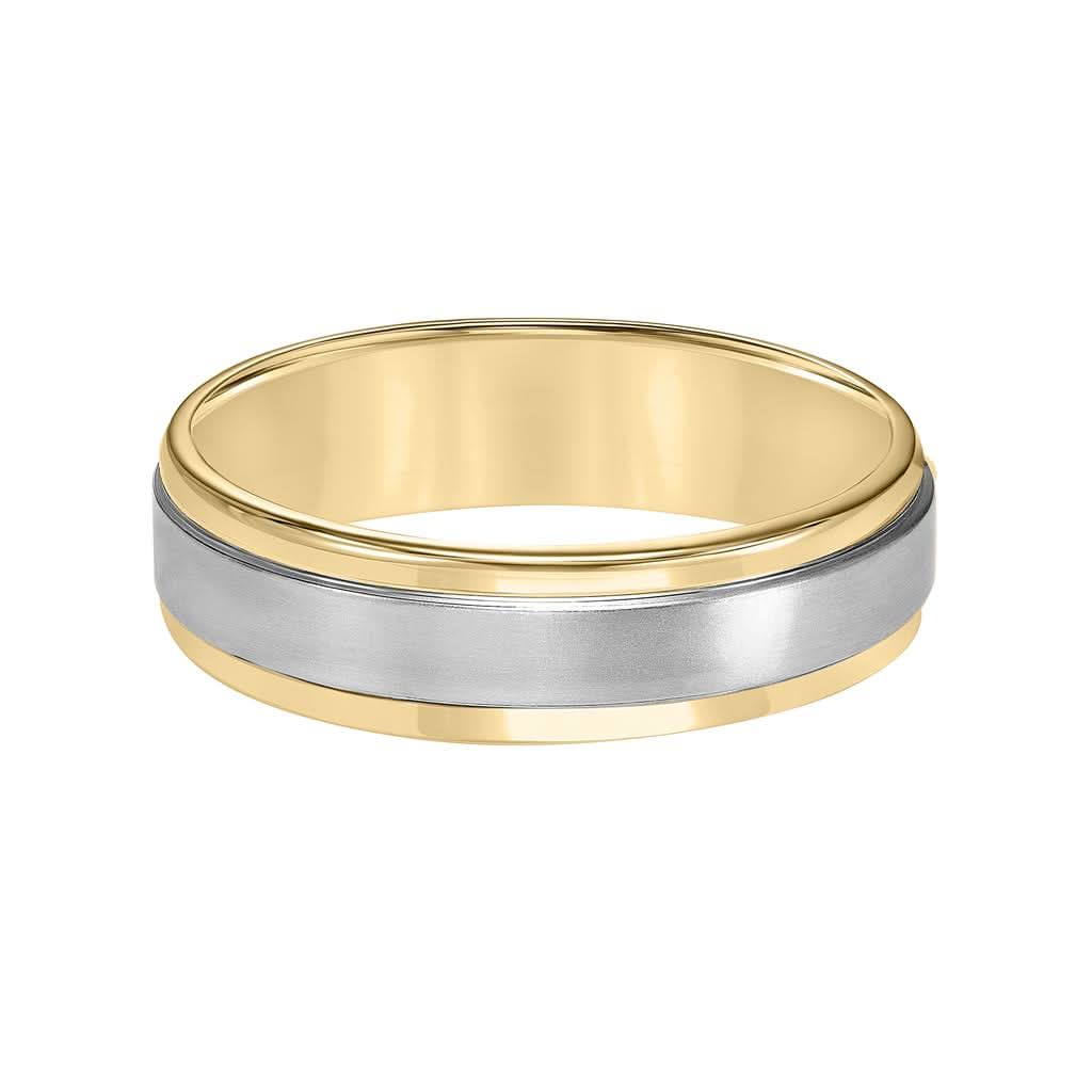 Two-Tone 14k Yellow & Brushed White Gold Wedding Band - Skeie's Jewelers