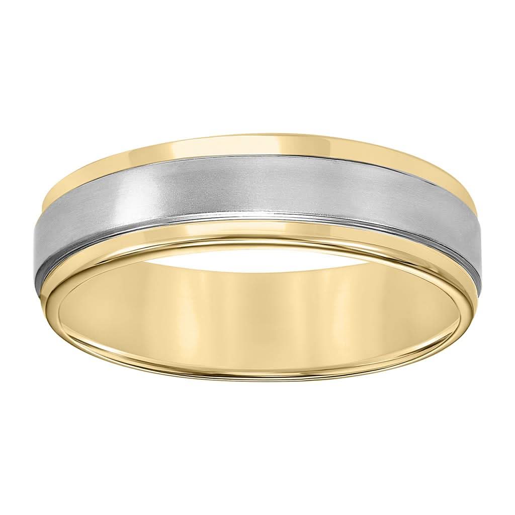 Two-Tone 14k Yellow & Brushed White Gold Wedding Band - Skeie's Jewelers