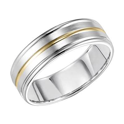 Carved Line Gold Center Men's Wedding Band - Skeie's Jewelers