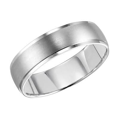 White Gold Satin-Center Men's Band - Skeie's Jewelers