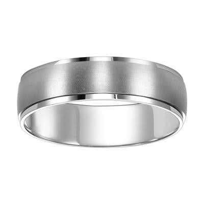 White Gold Satin-Center Men's Band - Skeie's Jewelers
