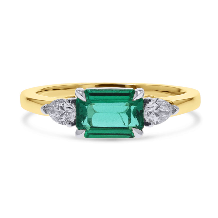 Emerald-Cut Emerald Three-Stone Ring