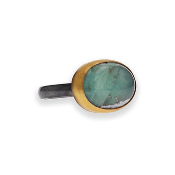 Yellow Gold & Oxidized Sterling Silver Oval Aquaprase Ring by Lika Behar - Skeie's Jewelers