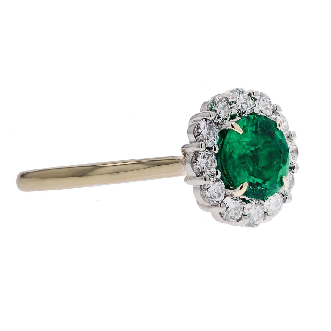 Emerald & Diamond Cluster Engagement Ring - Skeie's Jewelers