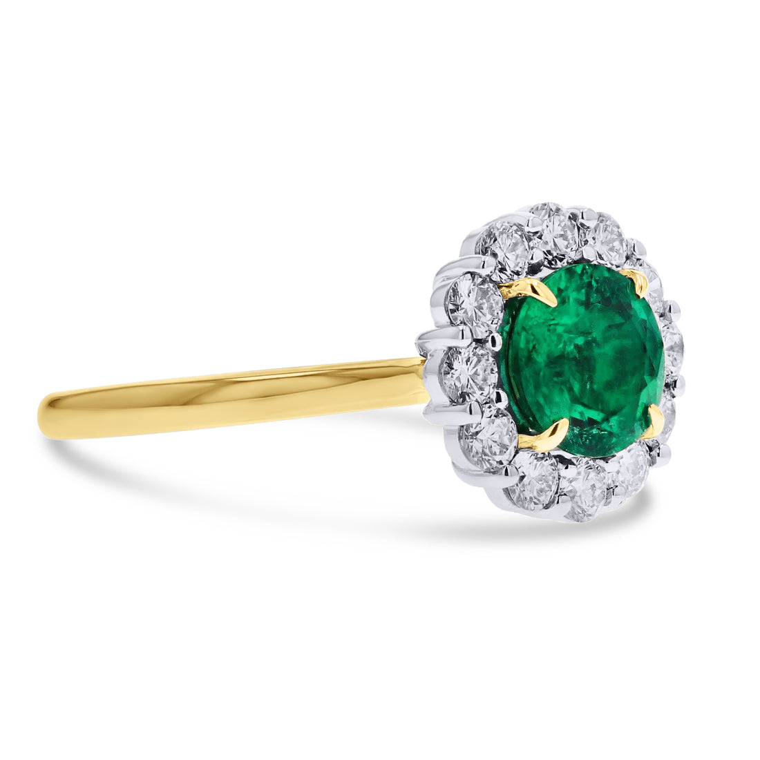 Emerald and Diamond Halo Ring