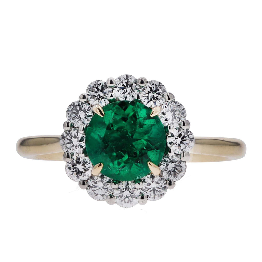 Emerald & Diamond Cluster Engagement Ring - Skeie's Jewelers