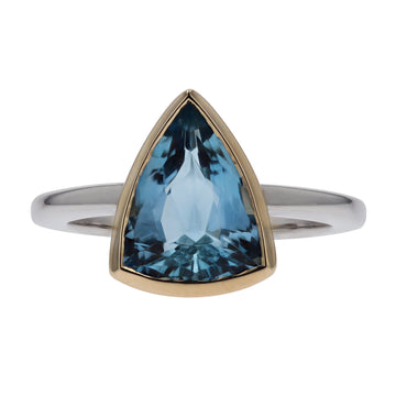 Shield Cut Bezel Set Blue Topaz Gemstone Ring - Skeie's Jewelers