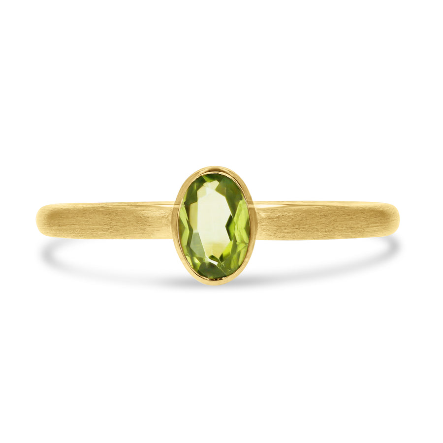 Peridot Bezel-Set Gold Ring