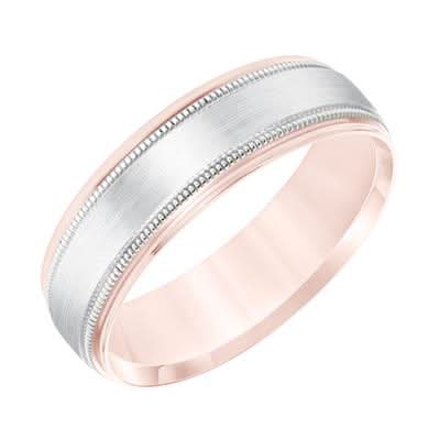 Low-Dome Two-Tone Milgrain Detail Men's Band - Skeie's Jewelers