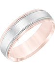 Low-Dome Two-Tone Milgrain Detail Men's Band - Skeie's Jewelers