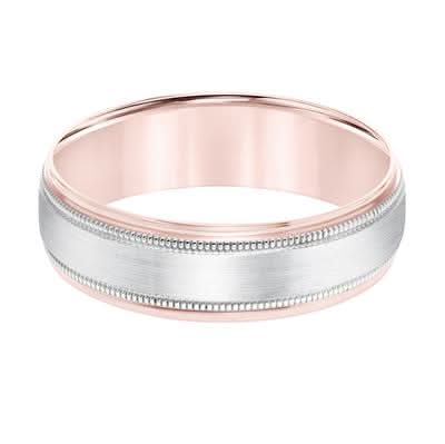 Low-Dome Two-Tone Milgrain Detail Men's Band - Skeie's Jewelers