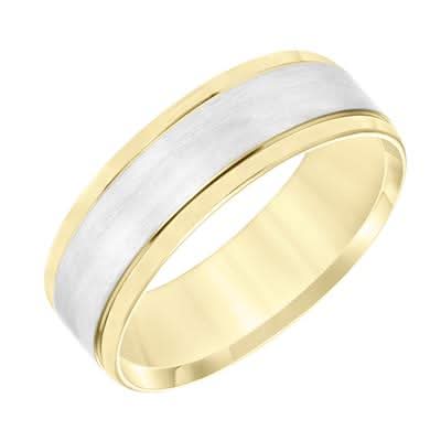 Two-Tone Yellow and White Gold Polished Men's Band - Skeie's Jewelers