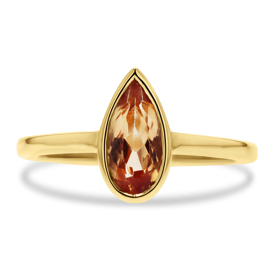 Pear-Cut Yellow Topaz Bezel Ring